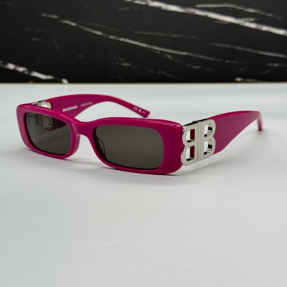NEW BB0096S 016 BALENCIAGA PINK GREY WOMEN SQUARE BALENCIAGA SUNGLASSES - Picture 1 of 11